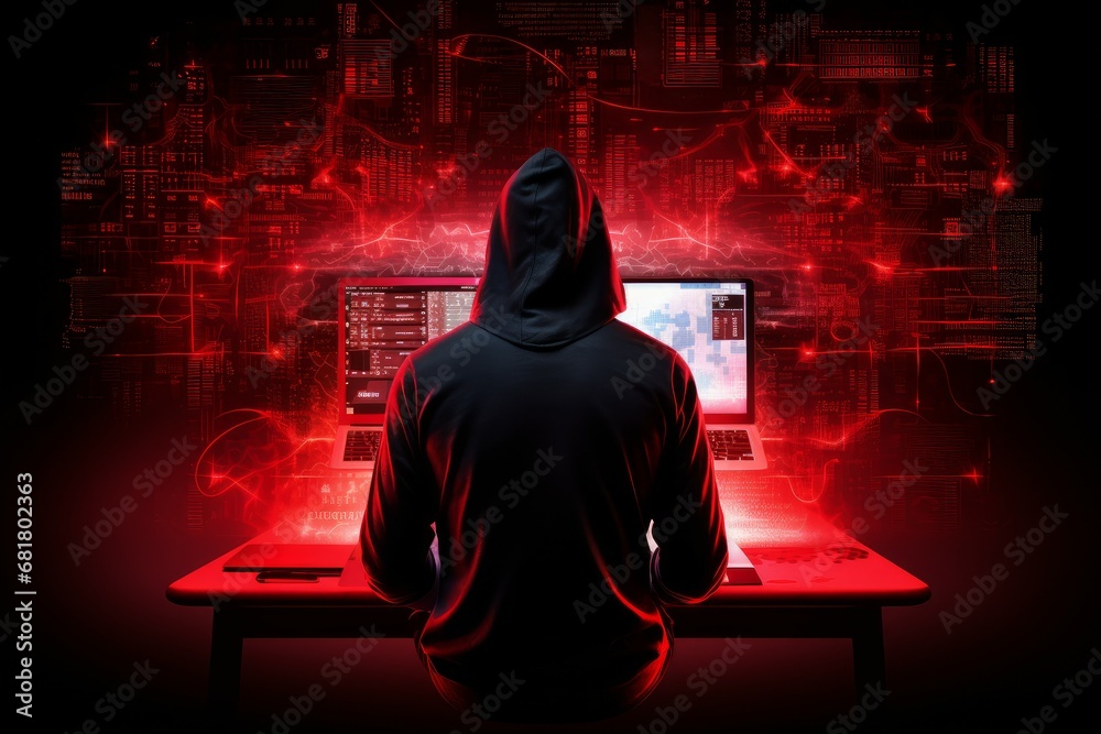 Poster dark hacker mockup background. coding security. generate ai