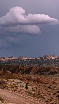 Vertical Timelapse of monsoon storm moving over Capitol Reef during summer storm in the Utah desert.