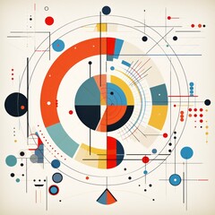 Abstract Bauhaus Symphony: Geometric Patterns Dance in Vector Art with Vibrant Colors