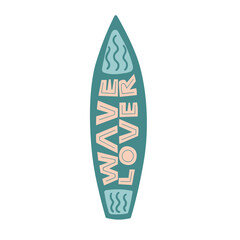 Surfboard With Lettering Wave Lover
