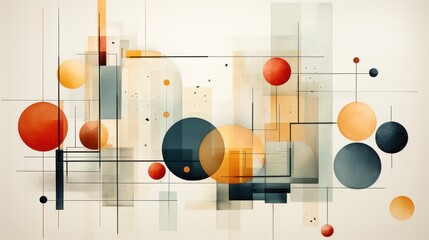 Abstract art with colorful circles and intersecting lines creating a vibrant and dynamic composition.