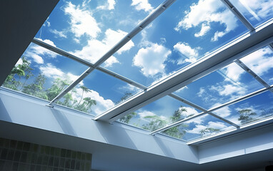 Transparent acrylic skylight panels, UV - resistant