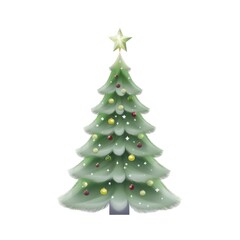 Christmas decorated tree. Festive Christmas colorful tree on white background