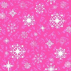 Fototapeta premium Christmas ice scribble seamless snowflakes pattern for wrapping paper and fabrics and linens and kids clothes print