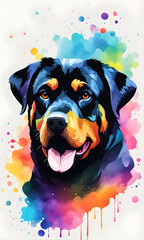 RottweilerColorful Watercolor Animal Artwork Digital Graphic Design Poster Gift Card Template