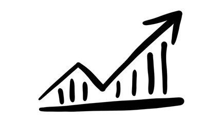 brush stroke hand drawn PNG image with transparent background business icon of data growth arrow graph