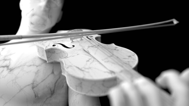 violinist plays the violin, marble, fantasy, 3d render, background for music