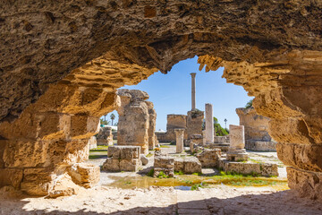 Roman ruins of the Baths of Antoninus in Carthage. - obrazy, fototapety, plakaty