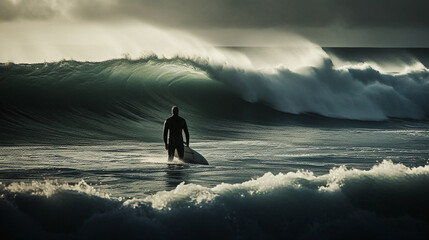  Surfer ride on barrel wave. Professional surfing in ocean at big waves