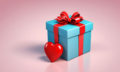 Obraz premium Cute Gift Love 3D Icon Background Illustration Render Digital Graphic Design Banner Gift Card Template