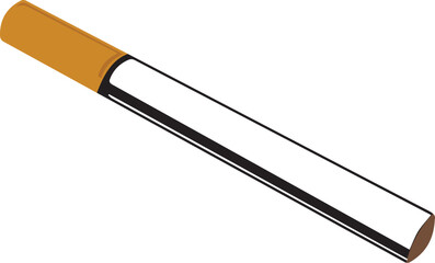 Cartoon Black and White Isolated Illustration Vector Of An Unlit Cigarette