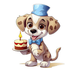 Fototapeta premium dog, animal, cake, birthday, pet, puppy, candle, cute, party, adorable, funny, cartoon, happy, illustration, sweet, anniversary, clip art, birthday cake, ai, card, food, fur, mascot, lovely, kid