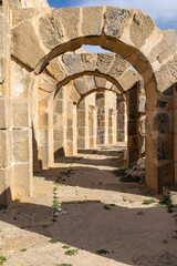 Arches in the Roman Amphitheater at the Uthina Archaeological Site.