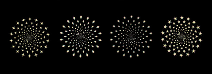 Set Fibonacci gradient blurred Ratio Spiral Vector Pattern