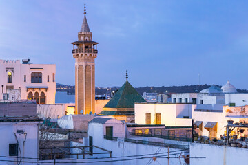 Minaret of the Sidi Youssef Mosque in the Medina of Tunis.