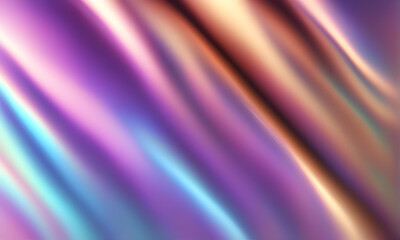 Obraz premium Wavy Metallic Holographic Iridescent Design Digital Background Graphic Banner Website Poster Gift Card Template