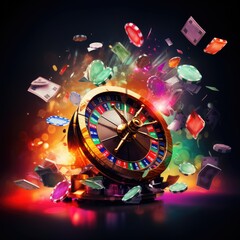 Fototapeta na wymiar Spinning the Roulette: A Thrilling Online Casino Win