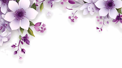 Watercolor. 3D flowers, white and lilac on a white isolated background. Generated AI. Improved photoshop