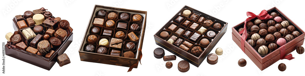 Wall mural Box of chocolates  Hyperrealistic Highly Detailed Isolated On Transparent Background Png File - Wall murals