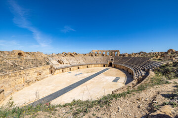 The Roman Amphitheater at the Uthina archaeological site.