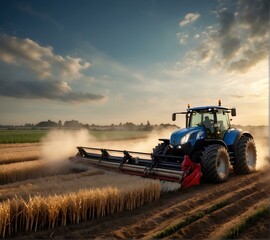 Fototapeta premium Hardworking agricultural machine at work, ensuring field efficiency
