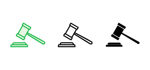 Obraz premium Gavel icon set. judge gavel icon vector. law icon vector. auction hammer