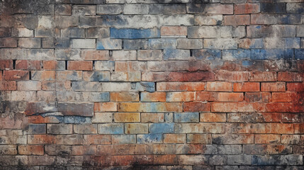 Brick wall background, washed out colors grunge texture or pattern for design backdrop Generative ai