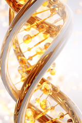 Golden and silver DNA strand - radiant light - scientific discovery and medical marvels concept - generative AI