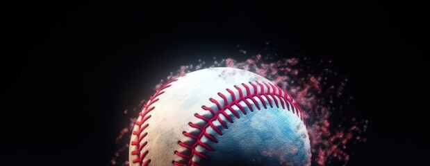 Classic Baseball with Patriotic Red White and Blue Stitches Generative AI