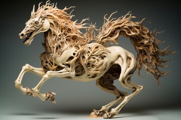 Eerie Horse demon skeleton. Dead horror. Generate Ai - obrazy, fototapety, plakaty