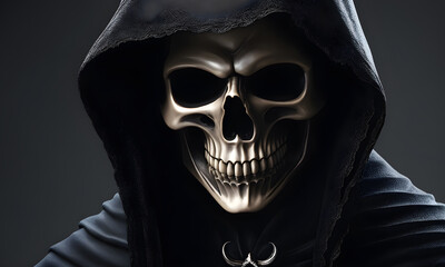 Grim Reaper Portrait Background Image Digital Photography Banner Website Poster Halloween Card Template