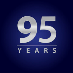 95 years for celebration events, anniversary, commemorative date. silver ninety five years logo