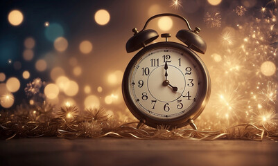 Obraz na płótnie Canvas Countdown Elegance. Happy New Year 2024 in Glittering Midnight Sky