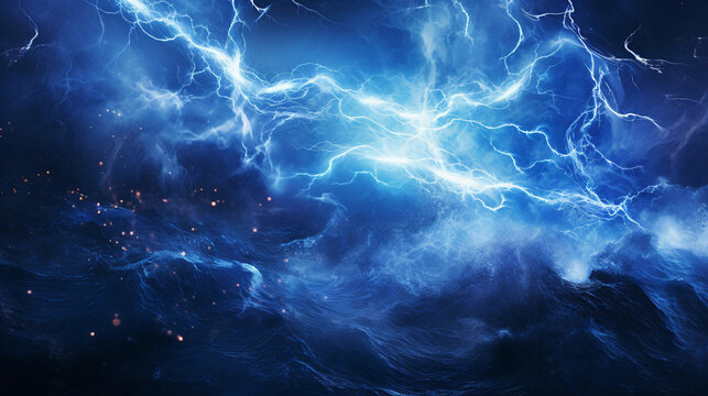 Depicting the concept of chaos with a fractal design, tendrils of darkness and light clashing in a stormy sea, digital rendering