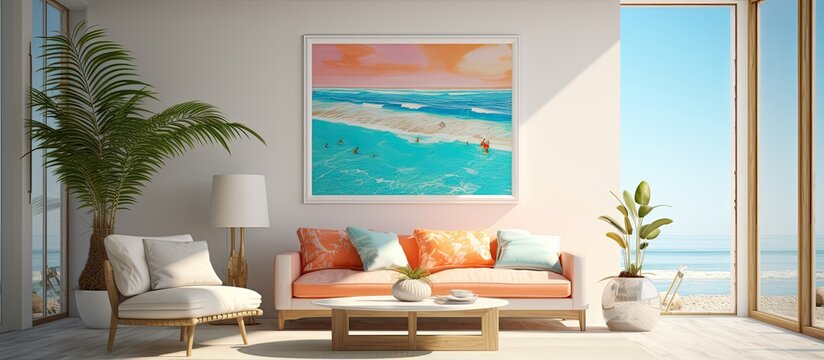 In her abstract illustration, the talented artist captured the essence of summer at the beach, with vibrant colors, textured sand, and the beauty of light and space, all coming together in a