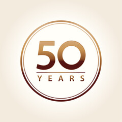 50 years for celebration events, anniversary, commemorative date. brown badge fifty years logo light background