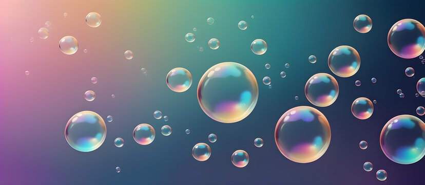 Colorful Soap Bubbles Digital Background Design Graphic Banner Website Flyer Ads Gift Card Template