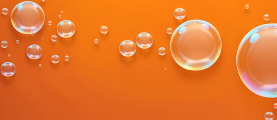 Orange Soap Bubbles Digital Background Design Graphic Banner Website Flyer Ads Gift Card Template