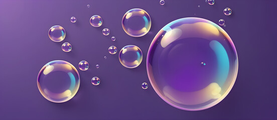 Purple Soap Bubbles Digital Background Design Graphic Banner Website Flyer Ads Gift Card Template