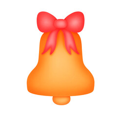Cute cartoon bell with red bow 