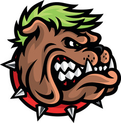 Aggressive Bulldog with Neon Green Hair