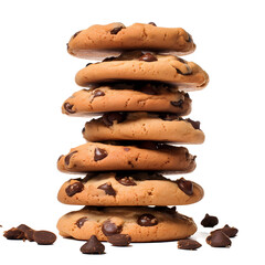 stack of chocolate chip cookies isolated. Generative ai