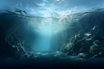Massive Underwater iceberg. Ocean nature landscape. Generate Ai
