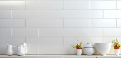 Fototapeta na wymiar A glossy white ceramic tile wall.