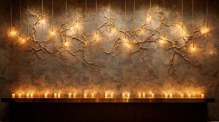 A luxurious gold leaf textured wall under elegant lighting