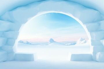 Picturesque Igloo mockup background. Nature ice. Generate Ai