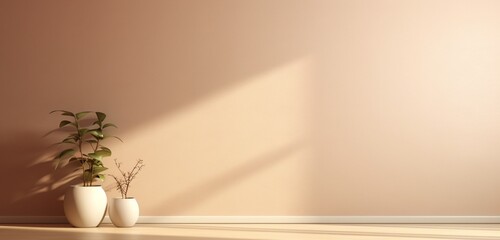 A plain beige wall with soft ambient light.