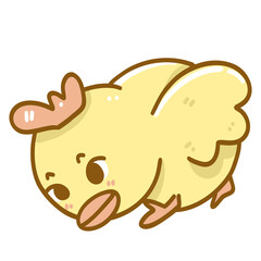 Cute yellow chicken cartoon character