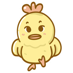 Cute yellow chicken cartoon character