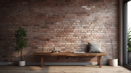 A wall with a classic, red brick texture and natural variations